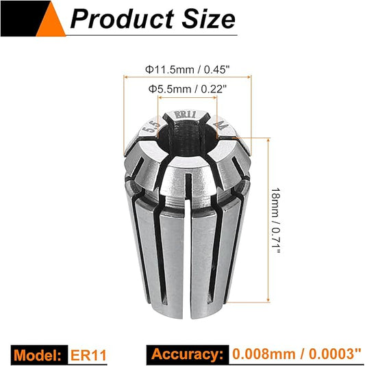 HARFINGTON Spring Collet Chuck ER11 5.5mm 65Mn Spring Steel Precision Router Collets for CNC Engraving Milling Lathe Tool