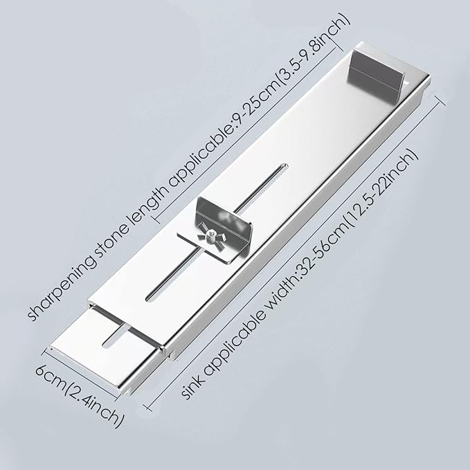 Sharpening Stone Holder, Stainless Steel Whetstone Holder Sink Bridge, Adjustable No-Slip Grindstone Holder with Wing Nuts for Easy Honing