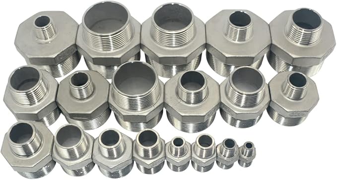 2" x 1" Male Threaded Reducing Nipple Fitting/Adapter,Stainless Steel SS304 NPT Pipe Hex Reducer