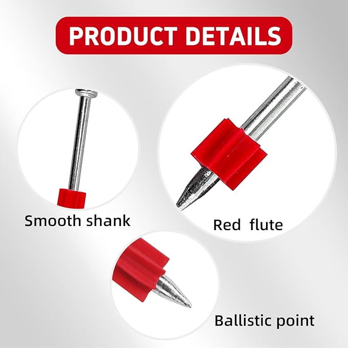 1-1/2" Powder Actuated Fasteners with .300 Head .145" Shank and flute for Powder Fastening & Power Framing systems, 100 Pack
