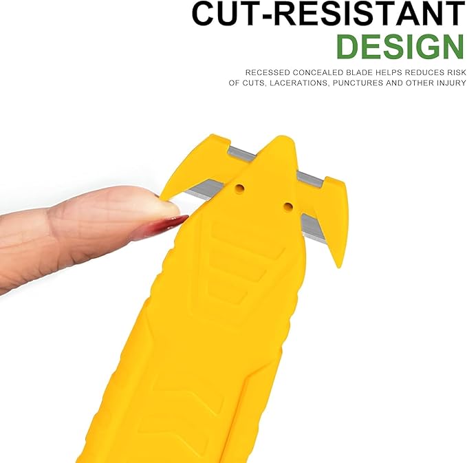 200 Pcs Safety Knife Box Cutter T TOVIA Utility Cutter and Package Opener with Recessed Concealed Stainless Steel Blade for Household, Warehouse, Workshop