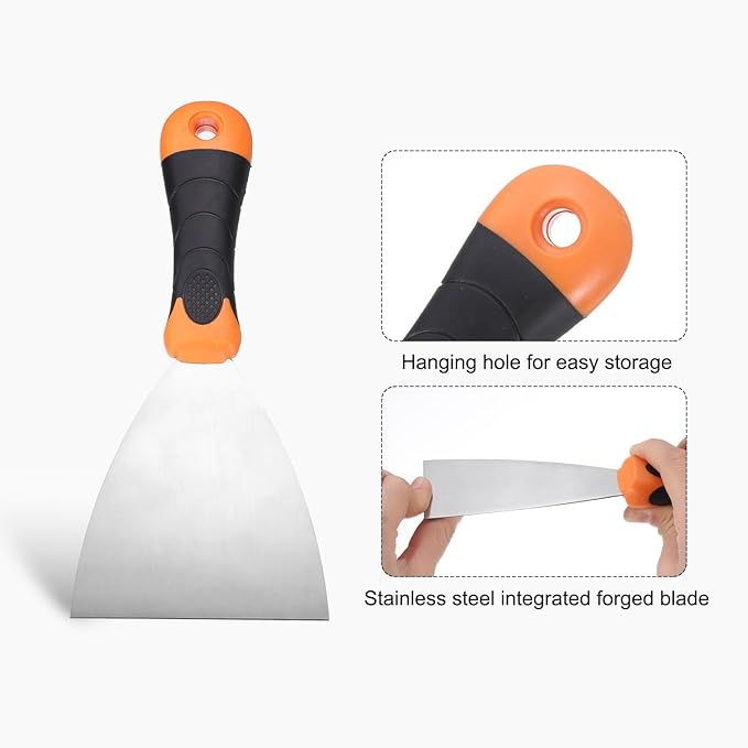uxcell Putty Knife 4" Stainless Steel Paint Scraper Flexible Drywall Repair Mud Knives for Removing Cement Wallpaper Mud Adhesive Taping