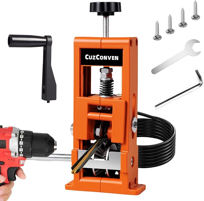 CuzConven Wire Stripper Machine,0.04-1 Inch Scrapping Copper Wire Peeler Machine, Drill Powered/Hand Crank Dual-drive Wire Stripper Tool for Scrap Copper Recycling & DIY etc.
