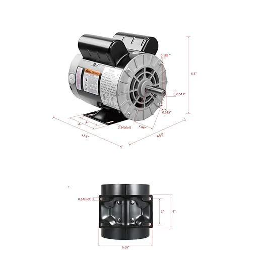 VEVOR 5HP SPL Air Compressor Electric Motor, 230V 17.6Amps, 56 Frame 3450RPM, 5/8" Keyed Shaft, 1.88" Shaft Length, Single Phase, CW/CCW Rotation (Factory Setting is CCW)