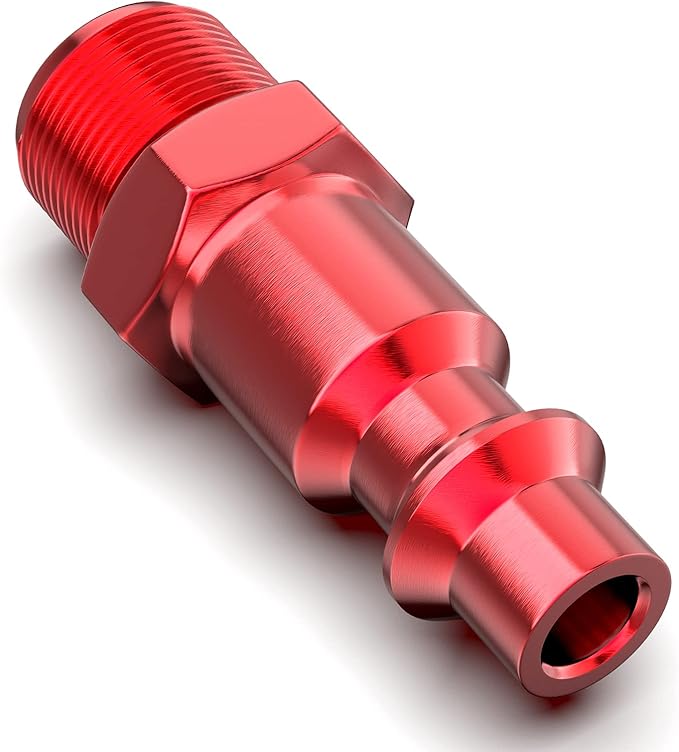 GASHER 20PCS 1/4-Inch NPT Male Red Aluminum Industrial Air Plug, Pneumatic Plugs 300PSI