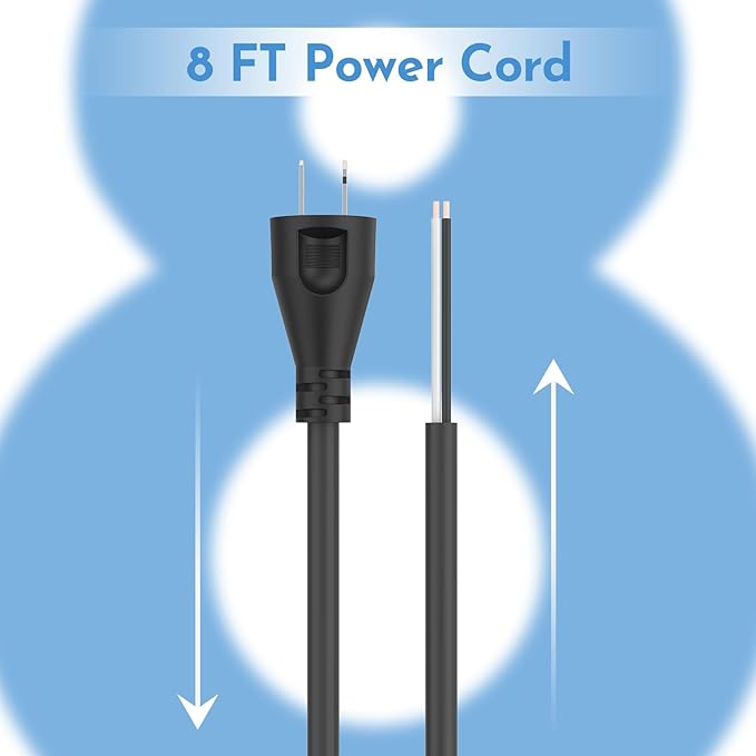 ANTOBLE 33007298 18 Gauge 2 Wire Power Cord Replacement Cord for DEWALT DW100 DW101 DW102 DW103 DW130 DW236 DW400 DW505 (8 ft)