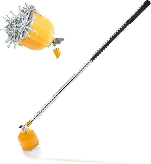 Magnetic Pickup Tool, 180째 Rotating Head, 10LB Heavy Duty Magnet Stick with Handle, Extendable Magnet Wand for Nails, Screws & Metal Objects, Strong Magnetic Tool for Mechanics & Home Use (Yellow)