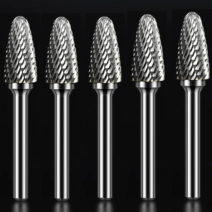 SF-5 Tungsten Carbide Burr Set Double Cut Rotary Burrs File(1/2” Cutter Dia X 1”Cutter Length) with 1/4'' (6.35mm) Shank for Die Grinder Drill Bits (Pack of 5)…