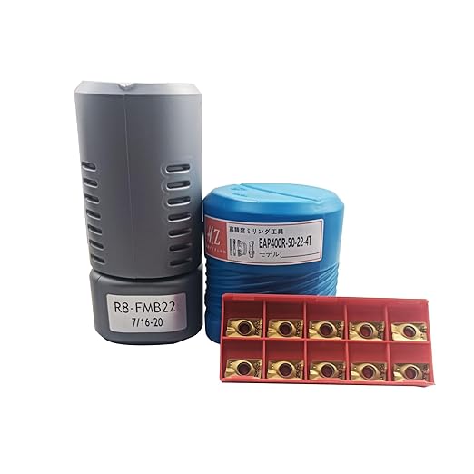 KinRite 2inch R8-FMB22 Face Mill Arbor with BAP400R 50-22-4T 50mm/1.9inch Face Milling Holder CNC End Mill Milling Shell Cutter with 10pcs APMT1604PDER Milling Carbide Inserts