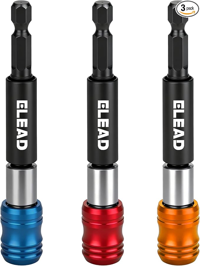 3-Piece 1/4" Quick Change Drill Bit Holder, 4-inch Hex Shank Bit Extension Set, CR-V Steel Quick-release Screwdriver Bits Holder with Storage Base