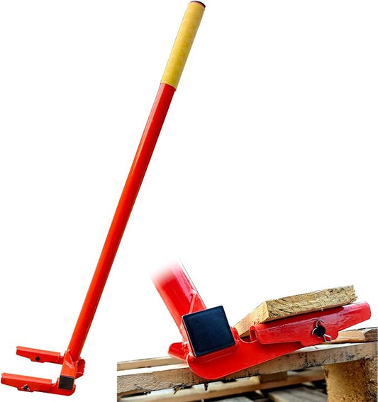 Pallet Buster Tool, Deck Board Remover for Demolition, Wrecker Pry Bar with Nail Remover (With Handle), Articulating Pivoting Head Deck Wrecking bar, Orange