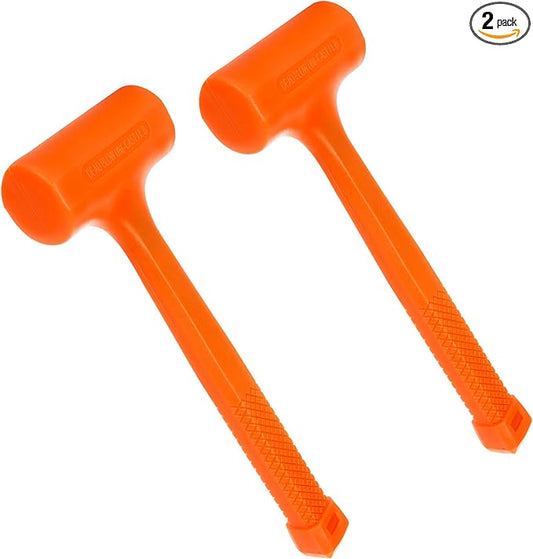 Acrux7 Dead Blow Hammer Set of 2 Pcs 1Lb Neon Rubber Orange Mallet Hammer with Non-Marring Rubber Coating, Dead Blow Ball Peen Hammer, Checkered Grip, Spark and Rebound Resistant