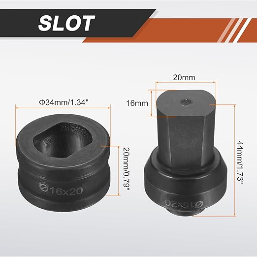 HARFINGTON Hydraulic Hole Punch Die 過16횞20mm Slot Hole 40Cr Steel Electric Punching Kit for CH60 Electric Punching Machine, Black
