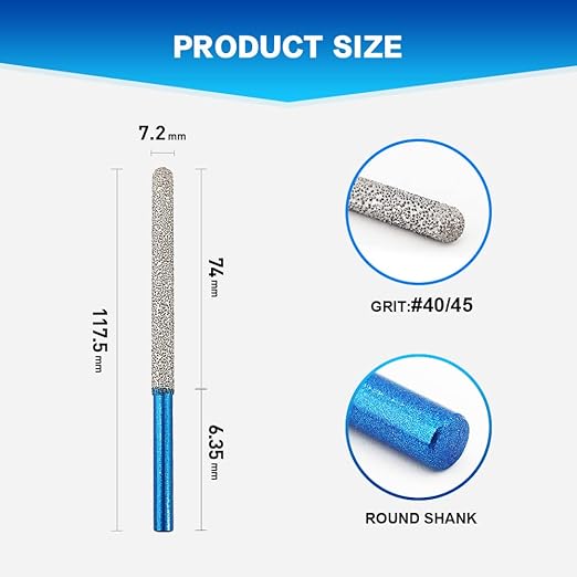 Tuck Point Pin Diamond Bit - BRSCHNITT 4 5/8" Length x 1/4" Diamond Mortar Raking Bit with Round Shank for Wet/Dry Removing old Mortar Grinding/Shaping Masonry,Stone,Concrete,Inside Corners Diamond Glitter Bit.