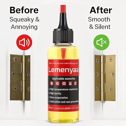Door Hinge Lubricant ??2 OZ Silicone Oil with Built-in Nozzle Storage ??Non-Spray, No-Drip Formula for Squeaky Hinges, Locks, Garage Doors, Sliding Tracks & More ??Odorless & Rust-Resistant