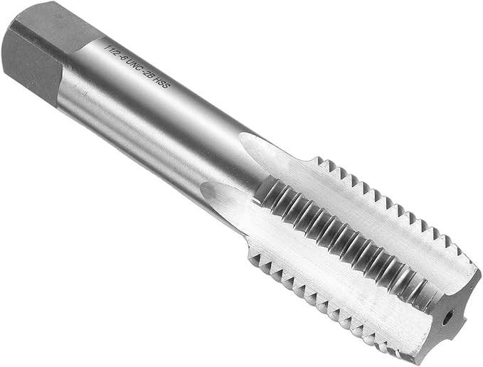 uxcell Hand Bottom Tap 1-1/2-6 UNC 2B Thread Bottoming Style Threading Taps High Speed Steel HSS6542 Straight Flutes Screw Tapping Tool