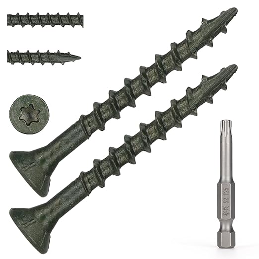 Wood Screws #8 x 1-5/8?쇺? T25 Star Torx Drive Flat Head Deck Screws, Green, 154Pcs (1lb)