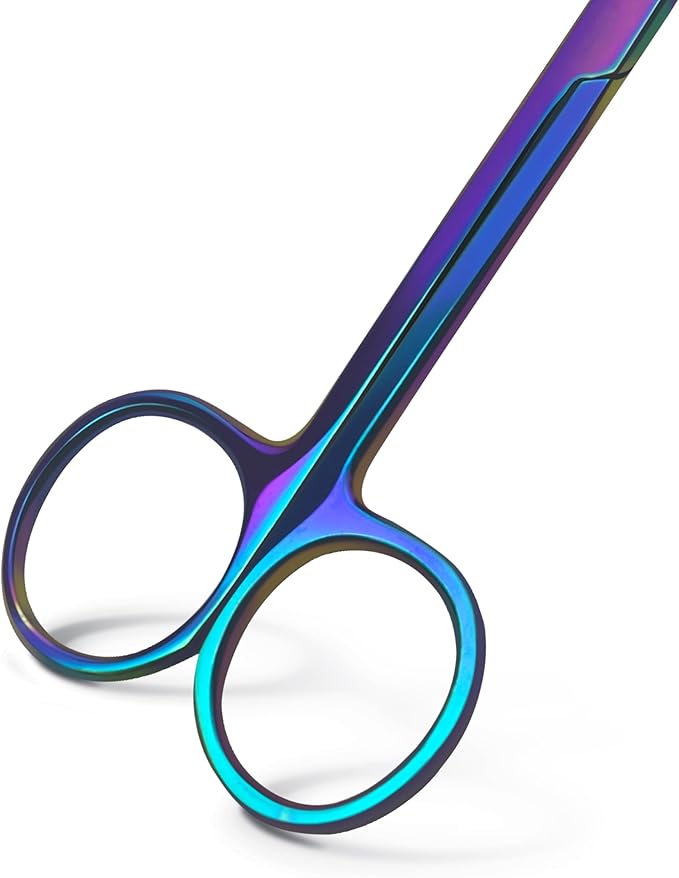Stitch Scissors 4.5" Rainbow - Precision Suture Removal Scissors with Hook, Multicolor Suture Tool for DIY Enthusiasts and Crafters