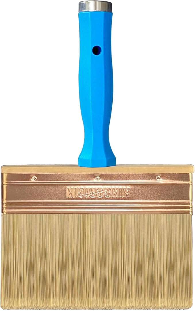 Deck Stain Brush, 6 Inch Deck Paint Brush with Threaded Handle for Extension Pole, Wide Large Brushes for Staining Wood, Fence, Walls, Lime Wash Paint Brush