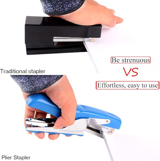 Stapler with 1000 Staples-Plier Stapler Save 60% Power,Good for Stapling at Home School or Warehouse (Bkue2P)
