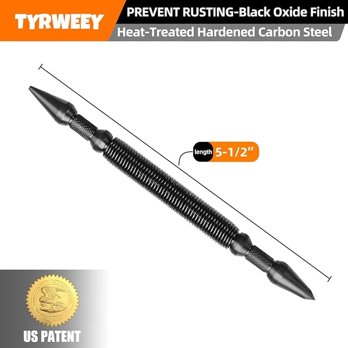 1-Piece Nail Setter Dual Head Nail Set Pin Punch & Center Punch, Dual Head Center Punch, Spring Loaded Center Hole Punch, Hand Tool for Metal or Wood, Nail Tool Features 1/16-in, 3/16-in
