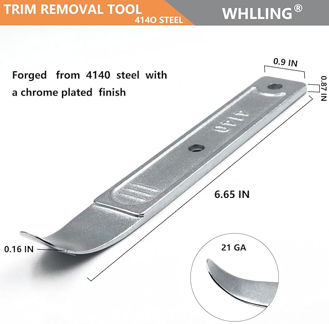 2-Piece 4140 Pry Bar Removal Tool, Pry Tool Pry Bar, Automotive Panel Removal Tool for Removing Auto Trim Interior, Demolishing Flooring and Roofing, Trim Removal Tool, Metal Pry Tool