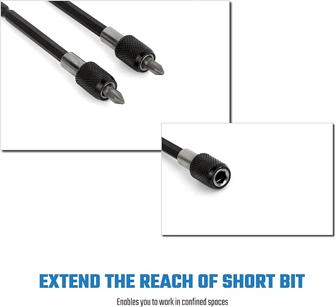6PCS Drill Bit Extension Quick Release Screwdriver Bit Holder 2.36" 4" 6" 1/4 inch Hex Shank Drill Bit Extender Magnetic Bit Extension Adapter Set for Power Screwdriver Drill Impact Driver