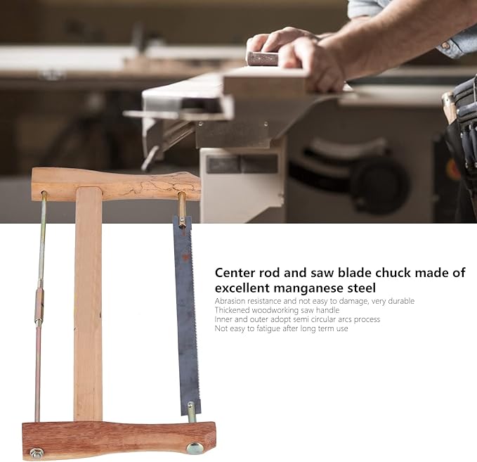 Frame Saw, Teakwood Handsaws, Blade Replacement Carpenter Hand Bow Wood Cutting Tool, Portable Frame Saw for Cutting Wood(400mm) Cut Percussion Tool, Hack Saw Blade
