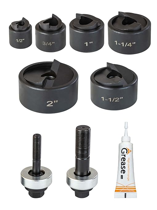1/2" Conduit Knockout Punch Unit with Manual Draw Stud - 0.89" Actual Hole Size, Versatile Usage and Precise Punching Capability