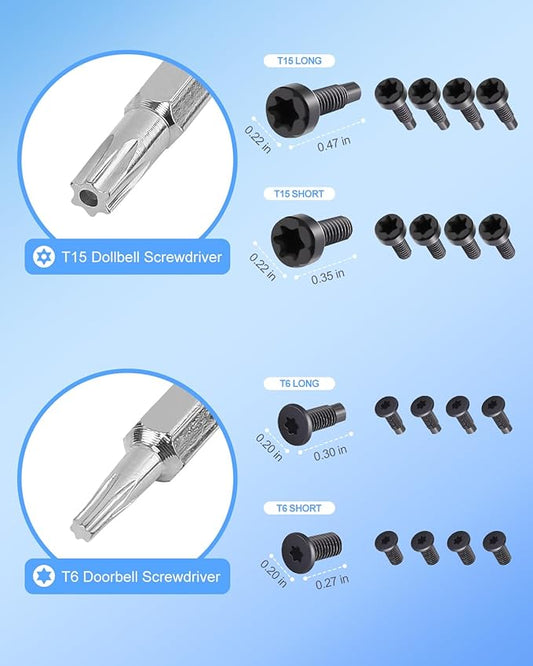 Screwdriver Bit Set for RingDoorbell, Double-Ended T6 T15 Screwdriver with 20Pcs Fits for All Ring Video Doorbell Models (Blue)