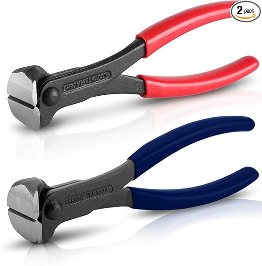 Bates- Nail Puller, 7 Inch, 2 Pack, Blue and Red, Nail Remover Tool, Cutting Pliers, Carpenter Tools, Staple Puller, End Cutting Pliers