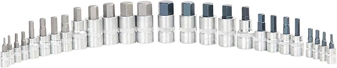 OEMTOOLS 23990 Allen Socket Set 26 Piece, Allen Wrench Socket Set SAE and Metric Sizes, Hex Socket Set Heat-Treated Alloy Steel, Hex Bit Set Rust-Resistant, Organized Allen Bit Set EVA Tray