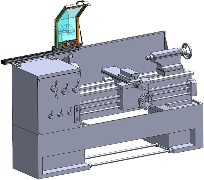 Lathe Safety Guard. 12 inch Wide, fits up to 12" Lathe Chuck diameters. Interlocked Model Part# LG-TR3-12-SK1 by ATS Machine Safety Solutions