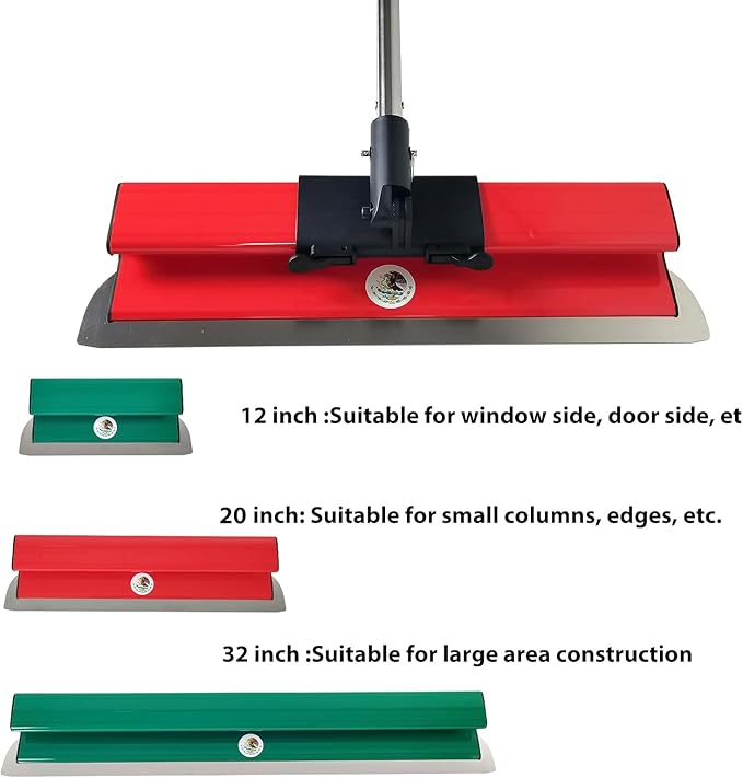 Mexican Style Drywall Tools Skimming Blade with Extension Handle - 12", 20" & 32" Blades with 2 Pack 0.3 mm Blades, Construction Tools End Caps, Wall-Board with Outer Box i