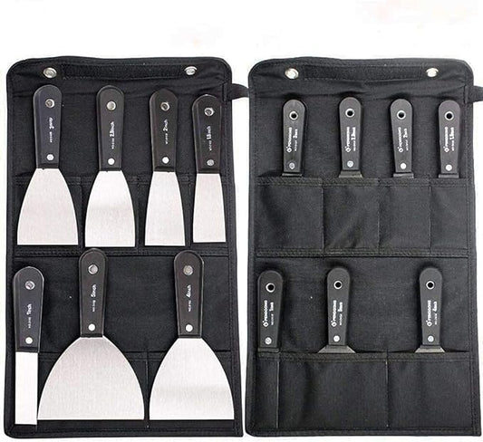 7 PCS Drywall Paint Scraper Tools with Storage Bag,Spackle Drywall Putty Knife Set,Stainless Steel Spackling Taping Knife Tool for Repairing,Removing Wallpaper,Applying Putty,Mud, Plaster Scraping