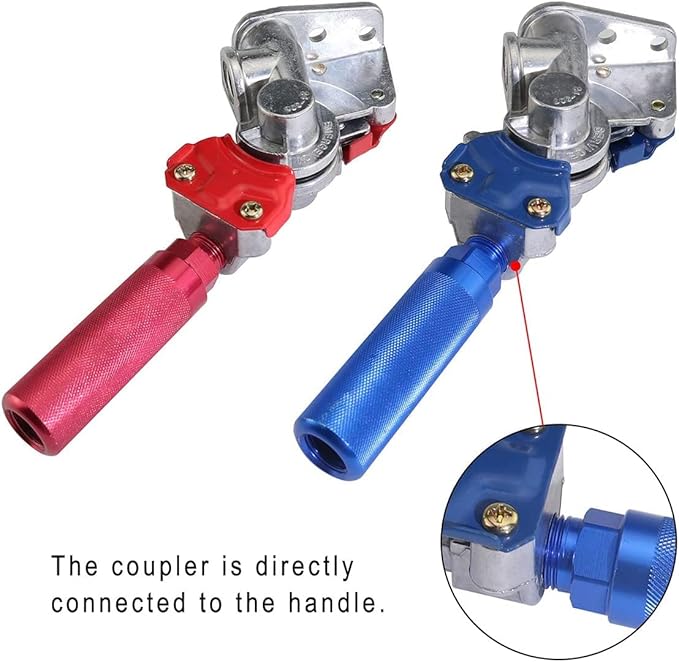 Universal Glad Hands Kit 2 Pair Airlines Air Hose Emergency Brake Aluminum Glad Hand Set for Semi Truck Trailers Tractors 2pcs Red and 2pcs Blue with Extra 4pcs Replaced Glad Hand Seals