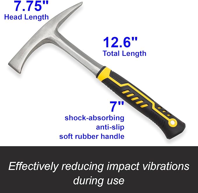JOYFUL&HOPEFUL Chipping Hammer 12.6",28oz,Forged Steel,Working Leather Gloves 10",Professional Slag Removal Hammer with 11" Wire Brush