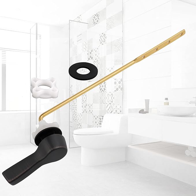 Hibbent 2 Pack Universal Front Mount Toilet Handle Tank Flush Lever Replacement Handle with 2 Pieces Stainless Steel Flapper Chains for Most Front Mount Toilets- Oil-Rubbed Bronze Finish
