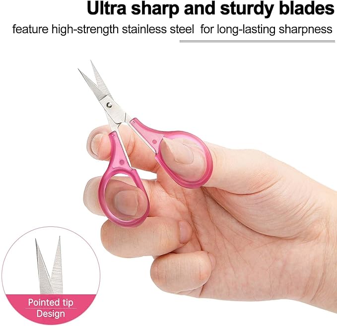 Small Craft Scissors, 3" Tiny Travel Scissors Tsa Compliant with Cover, Sharp Scissors all Purpose, Straight Fine Tips Mini Sewing Scissors Set, Precision Detail Paper Cutting, Pink/Purple