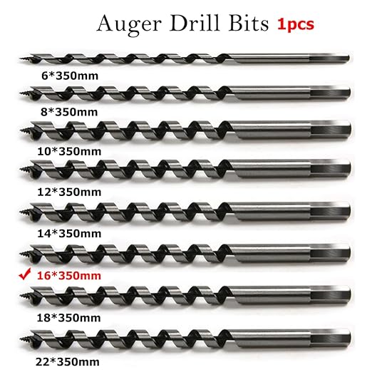 SagaSave 16 * 350mm Wood Auger Drill Bit, Ship Auger Long Drill Bit for Soft and Hard Wood, Plastic, Drywall and Composite Materials, 1Pcs