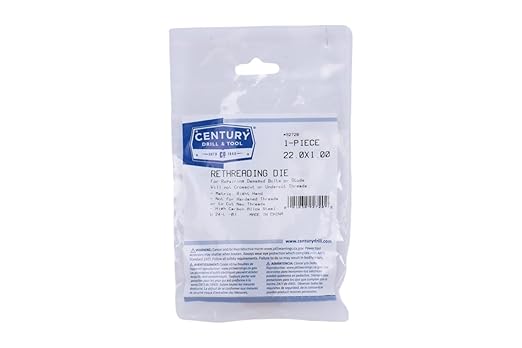 Century Drill & Tool, 92720, 22.0X1.00,Rethreading Die,Tool Set, Thread Repair