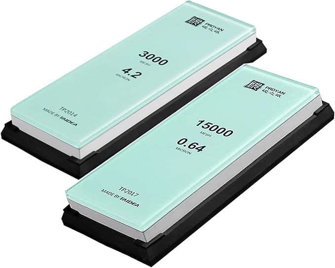 Glass Sharpening Stone with Non-slip Rubber Base, Professional Whetstone, Glass Stone 3000+15,000 Grit