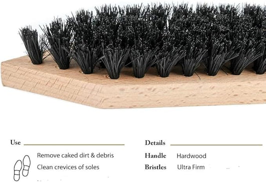 Hardwood Shoe & Boot Cleaning Brush with Stiff Coco Bristles, Removes Tough Dirt & Debris, Easily Cleans Soles (Made in Germany) Black