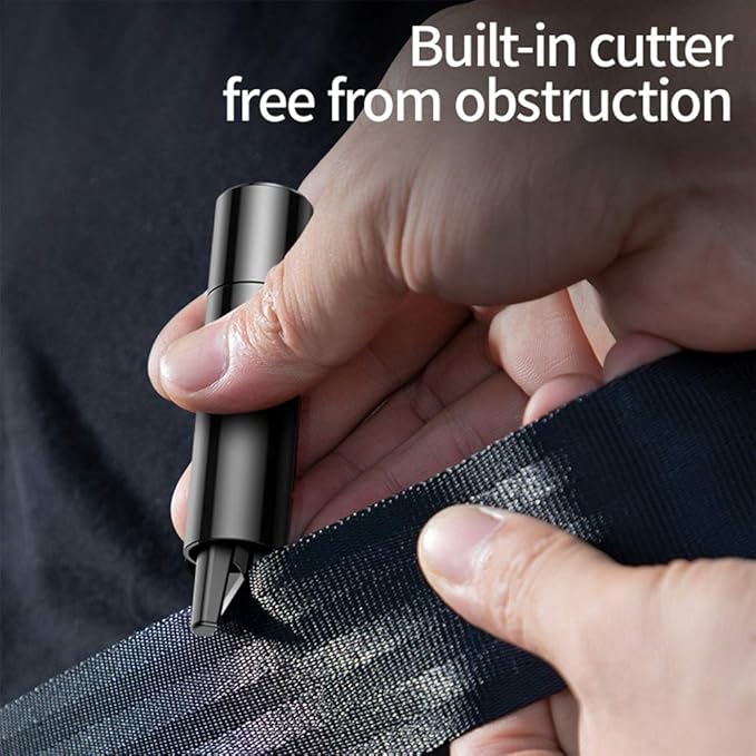 2-in-1 Emergency Car Escape Tool - Spring-Loaded Window Breaker & Seatbelt Cutter, Compact Lifesaver for Families, Portable Keychain Design (2 * Silver)