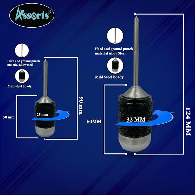 Assorts Universal Transfer Center Aligner- Punch-Hardened Pin (Set of 2 (Range 1/4" to 1"))