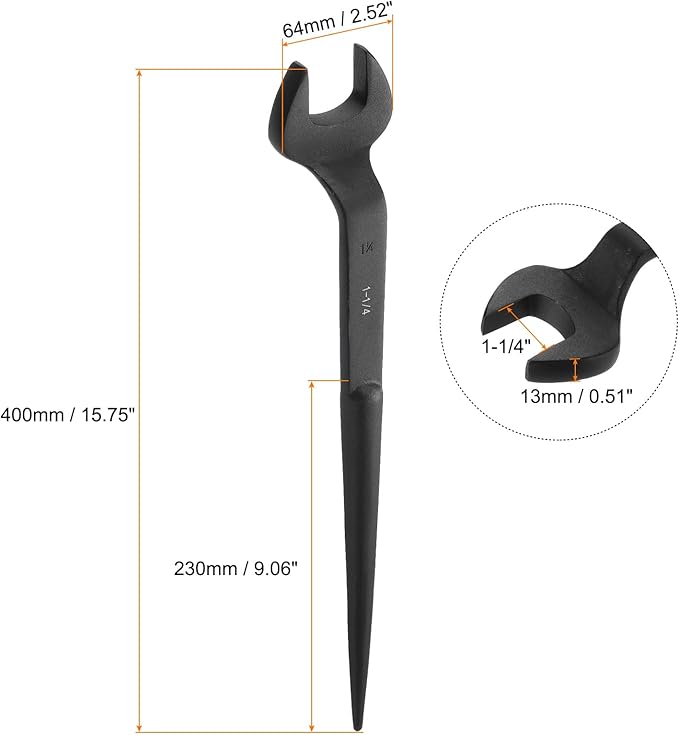 HARFINGTON Single Open End Spanner Wrench 1-1/4-inch 15 Degree Angle Single Open End SAE Construction Spanner Wrenches with 60째Offset Handle for Automotive Mechanical Maintenance