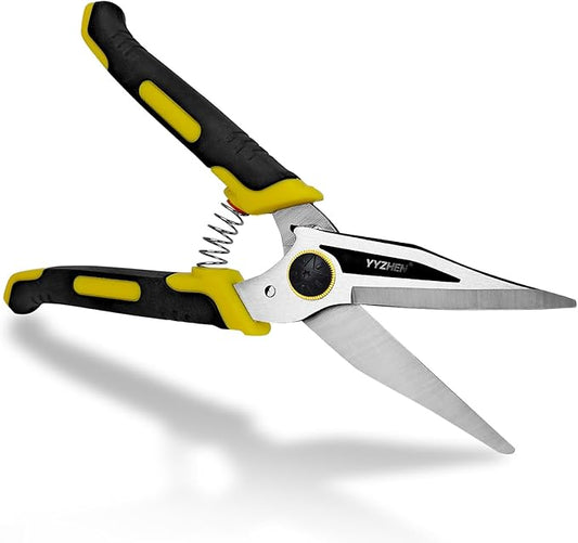 Heavy Duty Scissors 9 Inch Aviation Tin Snips, Straight Metal Cutter with Stainless Steel Blade & Comfort Grips, Multifunction Cutting of Branches, Cable Wires, Cardboard