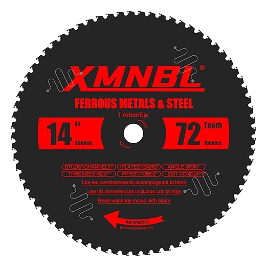 14 Inch Metal Cutting Saw Blade,Replacement for Diablo D1472CF 14" Metal Saw Blades,Compatible with Evolution Etc 14 Inch Chop Saw.72T Carbide Saw Blade.Steel Cutting Saw Blade.Longer Life 5X