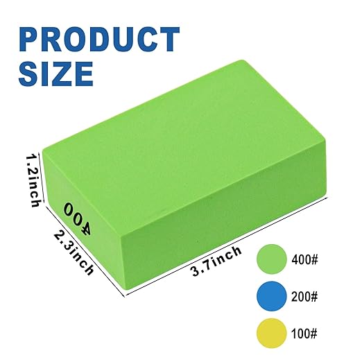 6pcs Diamond Hand Polishing Pads Foam Backing Sanding Blocks, Diamond Polishing Pads for Ceramic Tile Glass Stone Wood Marble Metal Grinding, Foam Sanding Pads 100#,200#,400#