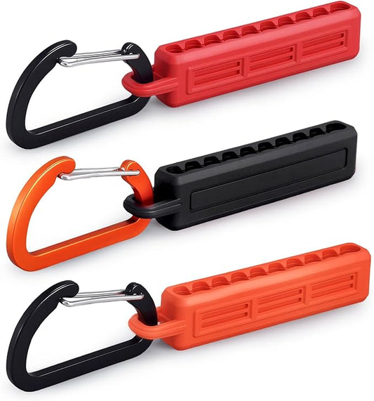 Katerk 3PCS Hex Bit Holder, 10 Holes Screwdriver Bit Holder Storage Organizer with Carabiner